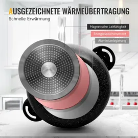 Homelux Topfset mit Glasdeckel, Induktions Töpfe Set Antihaftbeschichtung, Spülmaschinenfest