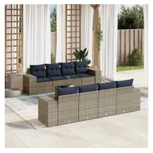 vidaXL Gartensofa-Set 9-tlg. grau Polyrattan