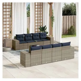 vidaXL Gartensofa-Set 9-tlg. grau Polyrattan