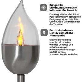 Star Trading LED Solar Fackel Olympus 3er Set silber