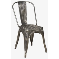 Esszimmerstuhl, Küchenstuhl Stuhl Esszimmerstuhl aus METALL Sitzfläche aus Holz stapelbar silberfarben