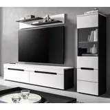 inn.furn Wohnwand Cooper, (Wohnkombination in Weiß matt und Basalt Grau, 3-teilig, Breite 220 cm), hängend oder stehend weiß