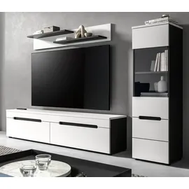 inn.furn Wohnwand Cooper, (Wohnkombination in Weiß matt und Basalt Grau, 3-teilig, Breite 220 cm), hängend oder stehend weiß
