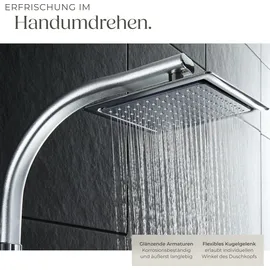 Tectake tectake® Aluminium Regenduschsystem, Chrom-Optik, zusätzliche Handbrause, Antikalktechnik