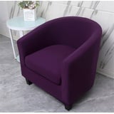 Highdi Sesselschoner Sesselbezug Stretch Sesselüberwurf 2-Teilig Einfarbig Modern Sesselbezug, Elastisch Tub Chair Sesselhussen für Clubsessel Loungesessel Cocktailsessel (Dunkelviolett)