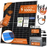 Solarway® 1000W Balkonkraftwerk mit Speicher 800W komplett Steckdose - neuester 800 Watt Wechselrichter - 1,6 kWh Anker Solix 1-500W Solarmodule & Envertech & Anker