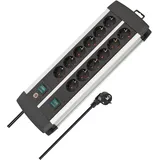 Brennenstuhl Premium-Alu-Line DUO 2x6fach sw *DE* 3m H05VV-F3G1, mit 2 Schaltern