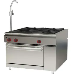 Zentralküche 4 flammen und 1 durchgehender ofen, gasbetrieben - 1040x1050x900 mm - 29,5 Kw - 40071010 Eurast