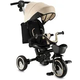 MOMI IVI Kinderdreirad, Tricycle mit 360 °-Sitz mit 3-Punkt-Sicherheitsgurt, Fußstütze, Sonnendach, PU-Räder, Schiebestange, abnehmbare Tasche und Transportkorb für Spielzeug