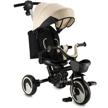 MOMI IVI Kinderdreirad, Tricycle mit 360 °-Sitz mit 3-Punkt-Sicherheitsgurt, Fußstütze, Sonnendach, PU-Räder, Schiebestange, abnehmbare Tasche und Transportkorb für Spielzeug