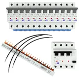 Doktorvolt Set: Fi-Schalter + 12xLeistungsschutzschalter + Leitungsbrücke H07V-K 4mm2 + Phasenschiene 2961