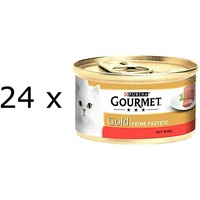 (€ 12,72/kg) Purina Gourmet Gold Feine Pastete Rind Katzenfutter Mousse 24x 85 g