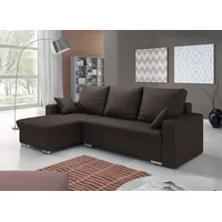 Fun Möbel Ecksofa Sofa ADARA mit Schlaffunktion Kunstleder Braun