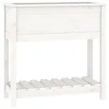 vidaXL Pflanzkübel mit Ablage 82 x 34 x 81 cm Weiß
