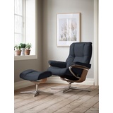 Stressless Relaxsessel STRESSLESS "Mayfair" Sessel Gr. Leder PALOMA, Cross Base Eiche, Rela x funktion-Drehfunktion-PlusTMSystem-Gleitsystem-BalanceAdaptTM, B/H/T: 92 cm x 103 cm x 79 cm, blau (shadow blue paloma) Lesesessel und Relaxsessel