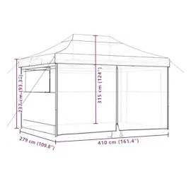 vidaXL Faltpavillon 4,1 x 1,5 m inkl. 4 Seitenteile Braun