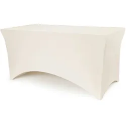 PartyDeco Tischhusse 183x76cm rechteckig elastisch - Spandex Tischbezug Hochzeit Bankett Stretch Tischdecke pflegeleicht Partytischdecke Tischdeko Beige