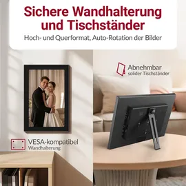 Xoro 10,1" Zoll WiFi Digitale Bilderrahmen, 1280x800 HD IPS Touch Display, 16GB Speicher, Automatische Rotation, Teilen Sie Fotos sofort von überall aus
