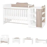 Lorelli Babybett Multi, Jugendbett, Schreibtisch, Wickeltisch, mehrfach umbaubar hellbraun
