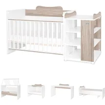 Lorelli Babybett Multi, Jugendbett, Schreibtisch, Wickeltisch, mehrfach umbaubar hellbraun