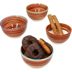 4x Linea Müsli-Schale Ø14,3cm 500ml 4 Pers Dessert-Schüssel gestreift mediterran