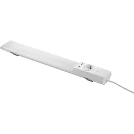 LEDVANCE LINEAR Flat Socket USB 54CM Unterschrankleuchte, grau, 10W, 1100lm, eingebaute Eu-steckdose + zwei Usb-anschlüsse, integriertes Led-modul mit kaltweißer Lichtfarbe (4000k), Schutzklasse Ip20