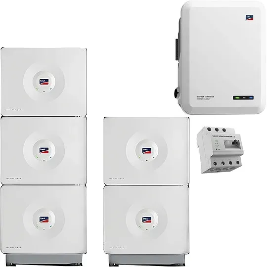 SMA PV-Paket mit Batteriespeichersystem Home Storage 16,40 kWh & Hybrid-Wechselrichter Sunny Tripower SE 10 kW (* 0% MwSt. gem. §12 Abs. 3 UstG)