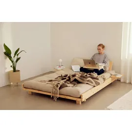 Karup & Social Bett 140 x 200 cm, komplett -Set, beige / kiefer klar