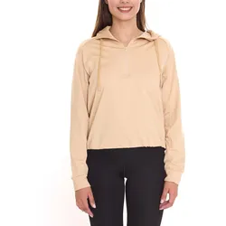 OXIDE Training Damen Fitness-Pullover sportlicher Zip-Sweater mit Kapuze 7410182 Beige - XS/34