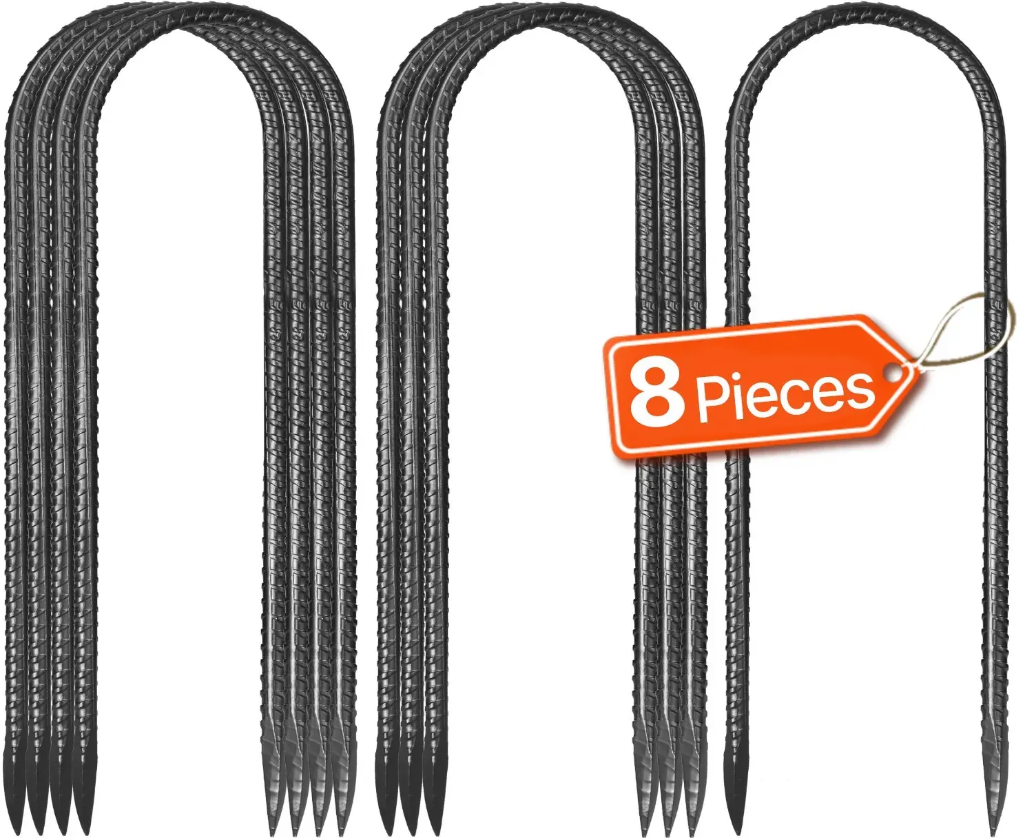 VEVOR Bodenanker, 304,8x82,04 mm, U-Typ mit 8 mm Durchmesser, verzinkte Zeltheringe, Erdanker, Erdnägel, Heringe, für Zelten, Vordächern, Camping, Trampolin, Blumenständer (8er-Pack)