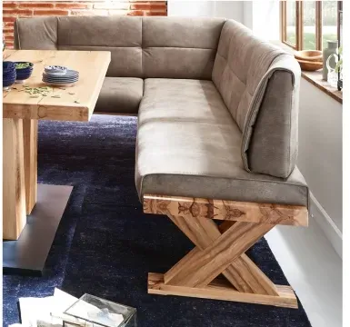 Niehoff Alexa Eckbank rechts 205x155cm, Balkeneiche, Bezug stone