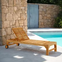 CARO-Möbel Sonnenliege Natur, Holz, Orientalisch, 65x39x200 cm, Gartenmöbel, Gartenliegen