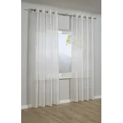 Gardine GARDINIA "Schal mit Ösen Etamine 3-D Streifen", weiß, B:140cm H:245cm, Polyester, Gardinen, transparent, Polyester, Stoff: Etamine