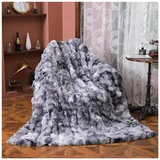 HonunGron Plüsch Kuscheldecke Flauschig Decke, Super Weiche Wohndecke Dick Fuzzy Bettdecken 1000 G/M2 Kaninchen Kunstfell Decke Felldecke Warme Überwurfdecke für Couch Bett Sofa (Grau,160 x 200cm)