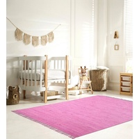 Lüttenhütt Teppich »Insa«, rechteckig, Fleckerl, Uni Farben, handgewebt, pflegeleicht, waschbar, Kinderzimmer, pink