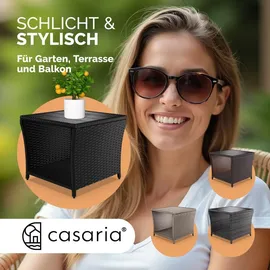 CASARIA Casaria® Polyrattan Beistelltisch mit WPC Tischplatte 45x45x40cm 80kg Belastbarkeit Wetterfest Outdoor Garten Terrasse Balkon Tisch Gartenmöbel Schwarz