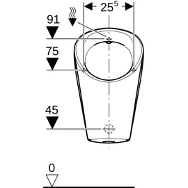 Geberit Renova M Urinal, Zulauf von hinten, Abgang hinten und