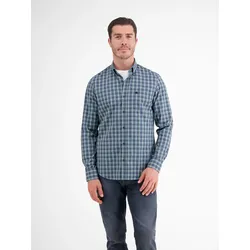 Karohemd LERROS "LERROS Kariertes Herrenhemd mit Button-down-Kragen", Herren, Gr. XL, Normalgrößen, blau (crispy blau), 100% Baumwolle, Langarm, Hemden