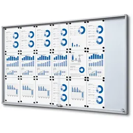 Showdown Displays Hängevitrine Abschließbarer Schaukasten SLIM 21 x DIN A4 Silberfarben