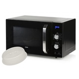 Domo 23L Mikrowelle 800 Watt 8 Kochprogramme & Timerfunktion mit Abdeckhaube - Schwarz