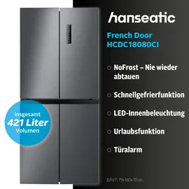 Hanseatic HCDC18080CI Multi Door (421 l, 1800 mm hoch, Edelstahl)
