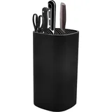 Messerblock Ohne Messer, Unbestückt mit Borsten, Messerblock Schwarz Universal, Runder Messerblockhalter, Unbestückte Messerblöcke für 4-12 Messers Aller Art, Knife Block, 24 x 13 x 13 cm