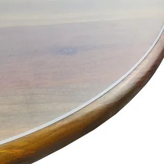 Transparent Tischfolie Schutzfolie Folie leicht mattiert Abgeschrägte V-Kante Rund 130 cm Tischdecke Maschinenzuschnitt geruchsneutral