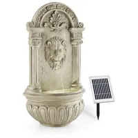 Blumfeldt Löwenstein Wandbrunnen Gartenbrunnen Solar 2W LED Polyresin Steinoptik Beiger Stein