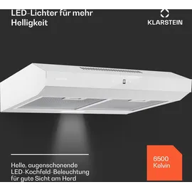 Klarstein Dunstabzugshaube 60cm, Abluft-Dunstabzugshaube, Dunstabzug mit Filter Spülmaschinenfest, LEDs & Touch-Bedienfeld, Leise Abzugshaube mit 175 m3/h Abluftleistung SenseControl integrierte Touch-Steuerung Edelstahl Acrylglasfront