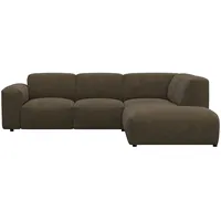 Ecksofa FLEXLUX "Lucera, super Sitzkomfort durch Kaltschaum im Sitz, L-Form" Sofas Gr. B/H/T: 256cm x 73cm x 231cm, Lederoptik, Chaiselongue links, braun (camel brown) modern & anschmiegsam, Designsofa, modernes skandinavisches Design