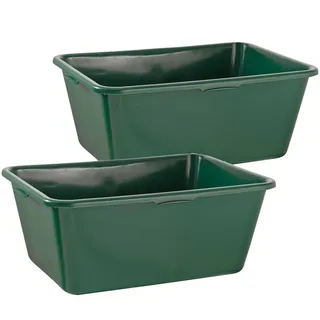 Buri 2er Set Wildwanne 90 Liter Wanne XXL Jagdwanne eckig HDPE Kunststoff - 2x Kunststoffwanne Plastikwanne stapelbar in grün - lebensmittelecht, robust ideal als Futterwanne oder Pferdetränke
