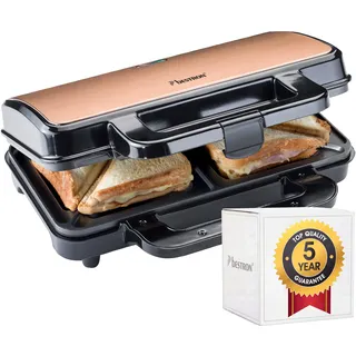 Bestron ASM90XLCO XL Sandwichmaker Antihaftbeschichteter Sandwich-Toaster für 2 Sandwiches, SchwarzKupfer