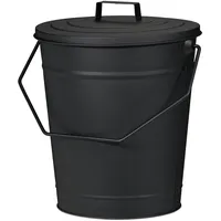 Relaxdays Ascheeimer mit Deckel 12 l schwarz