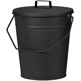 Relaxdays Ascheeimer mit Deckel 12 l schwarz